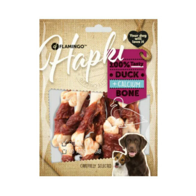 Sachet de friandises Hapki Os de calcium pour chien - Canard 170g