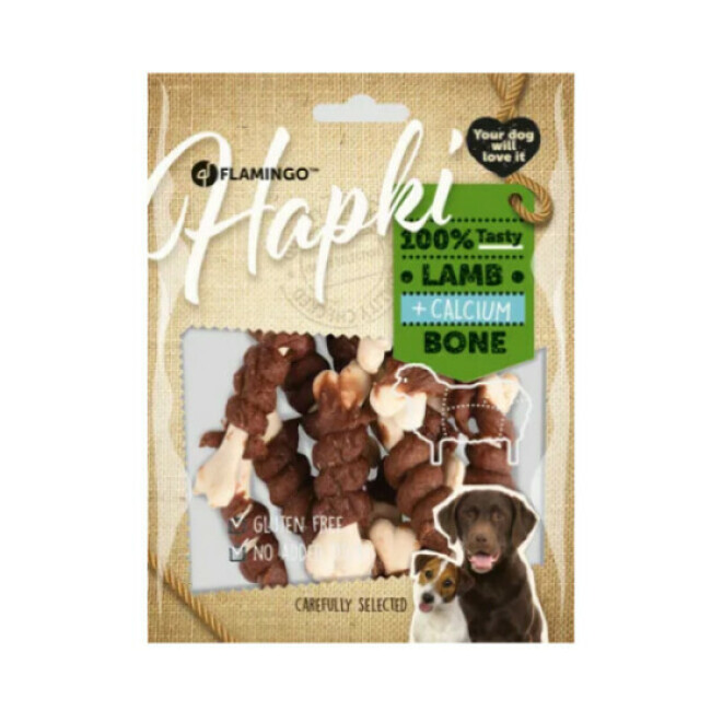 Sachet de friandises Hapki Os de calcium pour chien - Agneau 150g
