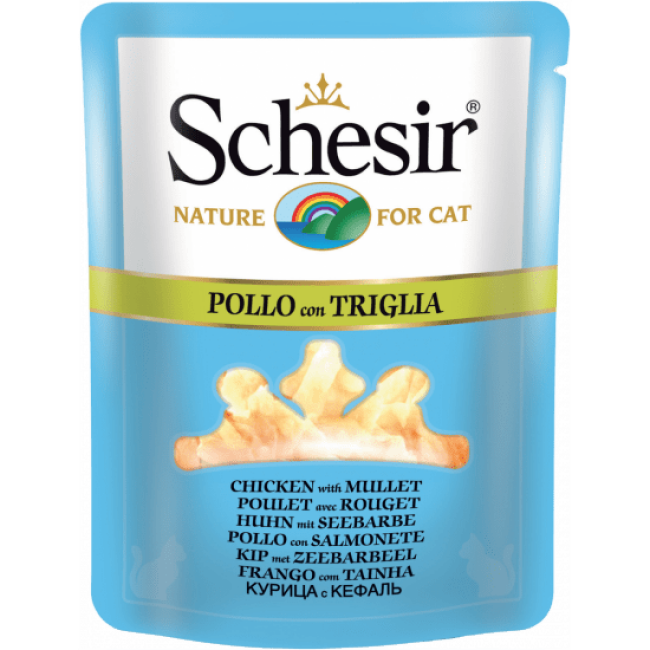 Sachet fraîcheur pour chat Schesir bouillon de cuisson - Pochon 70 g Poulet avec rouget