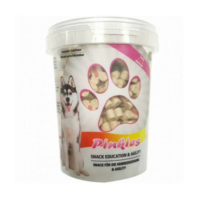 Seau de friandises Pinkies pour chien saveur saumon