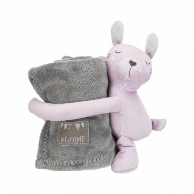 Set de bienvenue avec couverture et jouets pour chiot Trixie - Coloris Gris/Rose