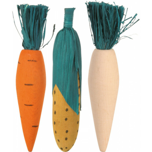 Set de légumes en bois à grignoter pour petits rongeurs Trixie - 3 pcs