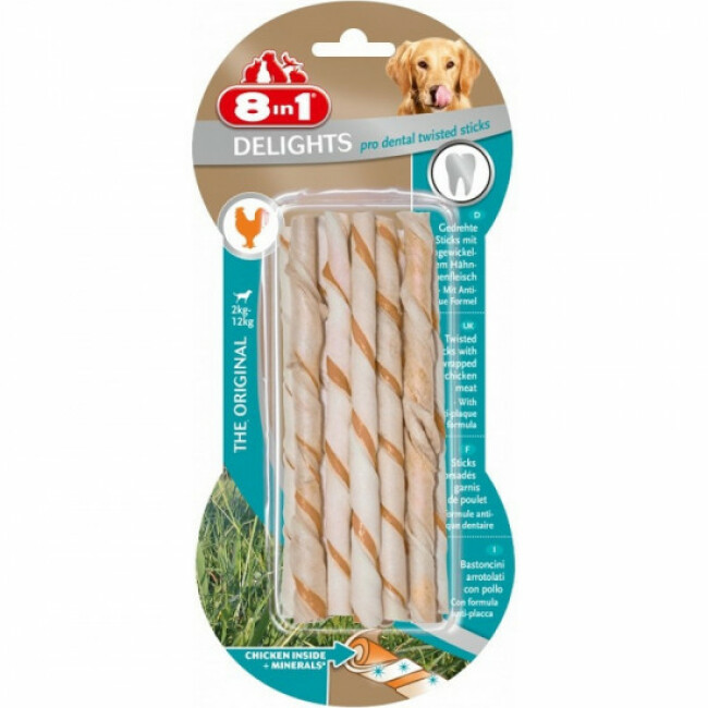 Sticks à mâcher delights Twisted 8 in 1 Lot de 10 pièces Saveur Dental