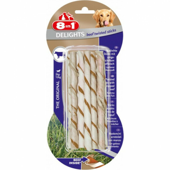 Sticks à mâcher delights Twisted 8 in 1 Lot de 10 pièces Saveur Boeuf