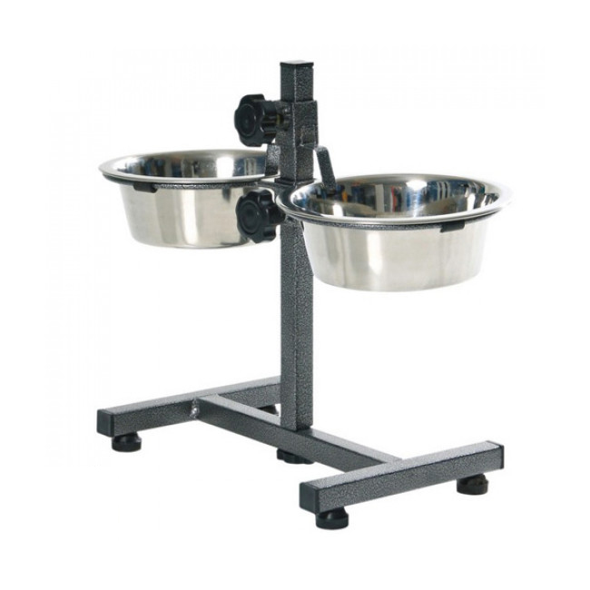 Station D'alimentation Réglable Pour Chien/chat, 2 Gamelles 1L, Hauteur Ajustable, NEUF
