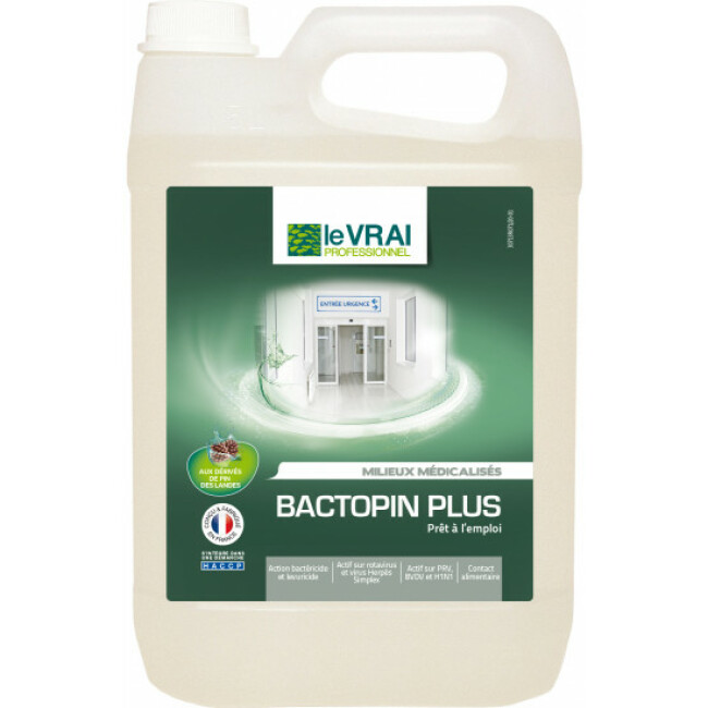 Bactéricide levuricide virucide Bactopin Plus Le Vrai Professionnel Bidon 5 Litres