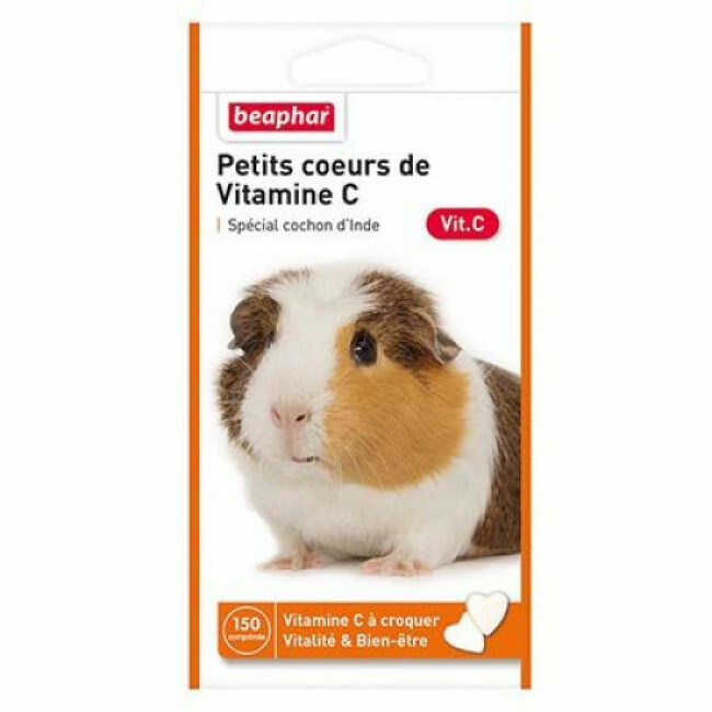 Vitamines C en forme de petits coeurs pour cochon d'Inde Beaphar - 150 cps